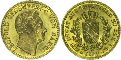 kosuke_dev 神聖ローマ帝国　バーデン大公　レオポルト・フォン・バーデン　ダカット　金貨　1847年　未使用