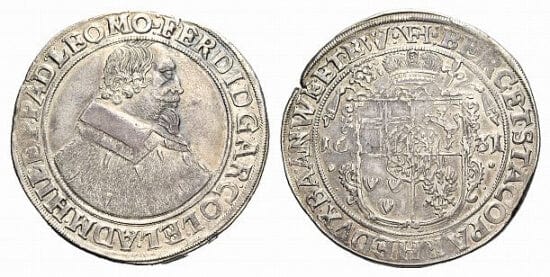 kosuke_dev 神聖ローマ帝国　バイエルン公　フェルディナント　ターラー　硬貨　1631年　美品