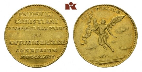kosuke_dev 神聖ローマ帝国　ザクセン選帝侯　フリードリヒ・アウグスト2世　ダカット　金貨　1747年　極美品