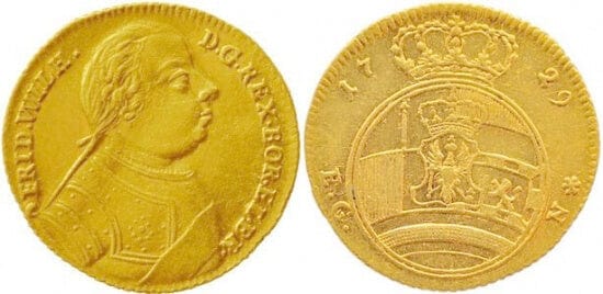 kosuke_dev 神聖ローマ帝国　プロイセン王　フリードリヒ・ヴィルヘルム1世　ダカット　金貨　1729年　未使用