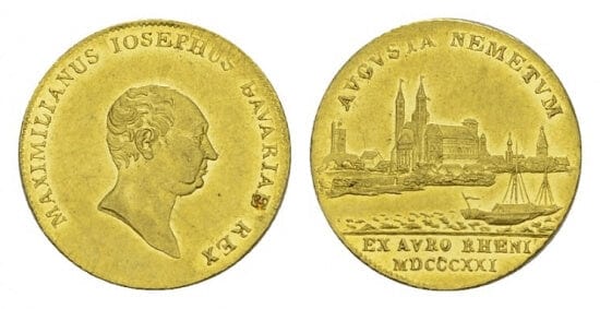 kosuke_dev 神聖ローマ帝国　バイエルン王　マクシミリアン1世　ダカット　金貨　1821年　極美品