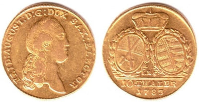 kosuke_dev 神聖ローマ帝国　ザクセン選帝侯　フリードリヒ・アウグスト3世　10ターラー　金貨　1783年　美品