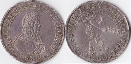 kosuke_dev 神聖ローマ帝国　ザクセン=アイゼンバーグ拍　クリスチャン　2/3ターラー　銀貨　1682年　美品