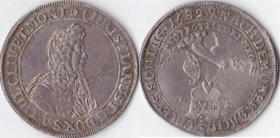 kosuke_dev 神聖ローマ帝国　ザクセン=アイゼンバーグ拍　クリスチャン　2/3ターラー　銀貨　1682年　美品