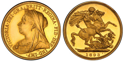 アンティークコインギャラリア 1893年 イギリス ヴィクトリア女王 ソブリン金貨 PCGS PR64DCAM S-3874