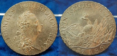 kosuke_dev 神聖ローマ帝国　プロイセン王　フリードリヒ2世　1ターラー　1786年　硬貨　極美品