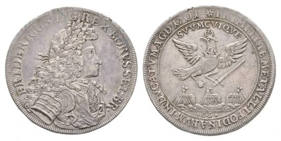 kosuke_dev 神聖ローマ帝国　プロイセン王　フリードリヒ1世 　1701年　ターラー　硬貨　美品