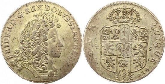 kosuke_dev 神聖ローマ帝国　プロイセン王　フリードリヒ1世　1702年　3/2ターラー　硬貨　美品