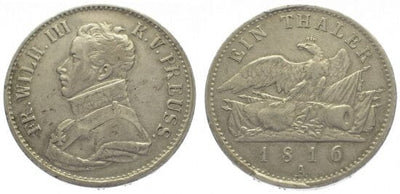 kosuke_dev 神聖ローマ帝国　プロイセン王　フリードリヒ・ヴィルヘルム3世　1816年　ターラー　硬貨　美品