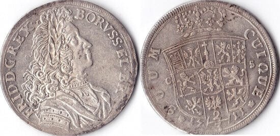 kosuke_dev 神聖ローマ帝国　プロイセン王　フリードリヒ1世　1711年　2/3ターラー　銀貨　極美品