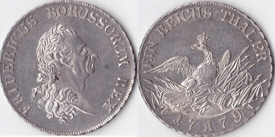 kosuke_dev 神聖ローマ帝国　プロイセン王　フリードリヒ・ヴィルヘルム2世　1779年　ターラー　銀貨　極美品