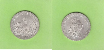 kosuke_dev 神聖ローマ帝国　プロイセン王　フリードリヒ2世　1775年　ターラー　銀貨　未使用