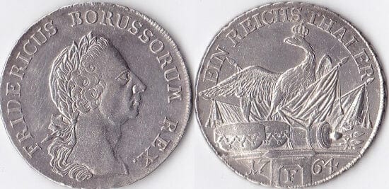 kosuke_dev 神聖ローマ帝国　プロイセン王　フリードリヒ2世　1764年　ターラー　銀貨　極美品