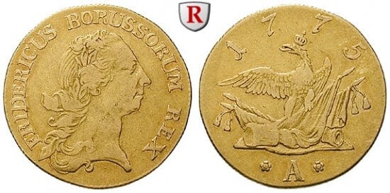 kosuke_dev 神聖ローマ帝国 プロイセン ブランデンブルグ  フリードリヒ2世 ターレル金貨 1775年 美品