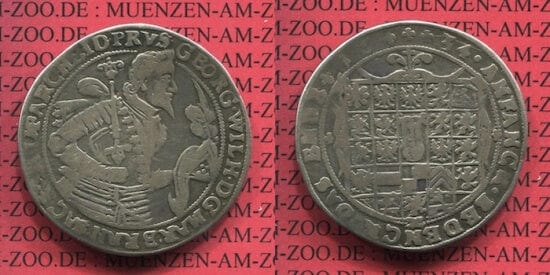 神聖ローマ帝国 プロイセン ブランデンブルグ  ゲオルク・ヴィルヘルム 1/2ターレル銀貨 1634年 美品