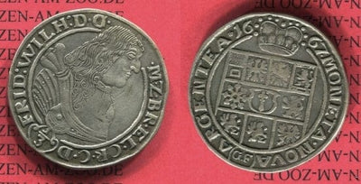 kosuke_dev 神聖ローマ帝国 プロイセン ブランデンブルグ  フリードリヒ・ヴィルヘルム 1/3ターレル銀貨 1667年 美品