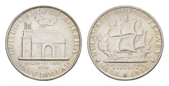 kosuke_dev 北米　アメリカ　デラウェア300年記念　1/2ドル　1938年　硬貨　準未使用