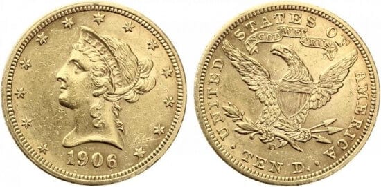 kosuke_dev 北米　アメリカ　1906年　10ドル　金貨　極美品