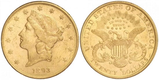 kosuke_dev 北米　アメリカ　リバティー　1893年　20ドル　金貨　美品