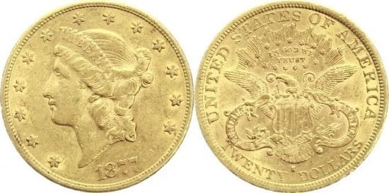 kosuke_dev アメリカ合衆国 20ドル金貨 1877年 極美品