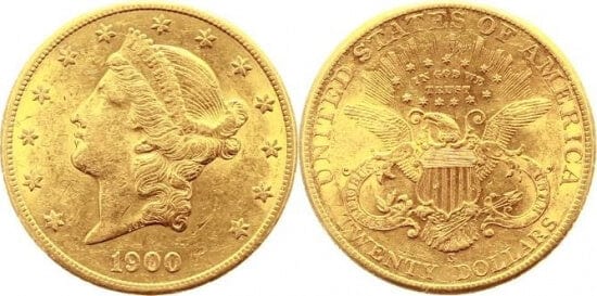 アメリカ合衆国 20ドル金貨 1900年 美品