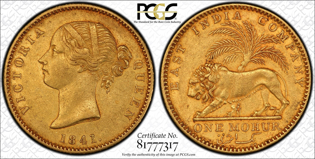 アンティークコインギャラリア 1841年 英領インド モハール金貨 PCGS AU50