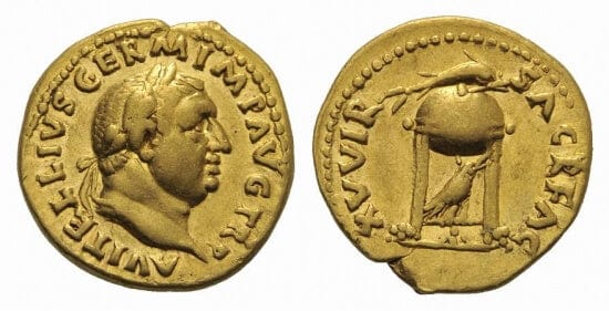 ローマ帝国 アウルス・ウィテッリウス 69年 アウレウス 金貨 極美品