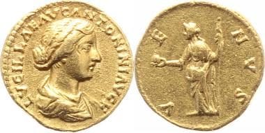 kosuke_dev ローマ帝国　ルキッラ　150年-182年　アウレウス164-169　金貨　美品
