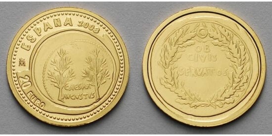 ヨーロッパ スペイン 20ユーロ金貨 2008年 プルーフ