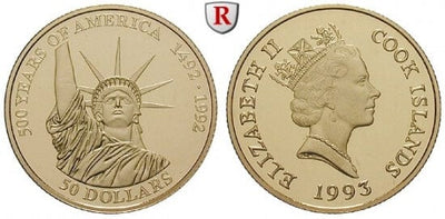 kosuke_dev クック島 エリザベス2世 50ドル金貨 1993年 プルーフ