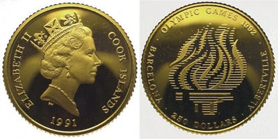 kosuke_dev クック諸島 エリザベス2世 オリンピック記念 250ドル金貨 1991年 プルーフ