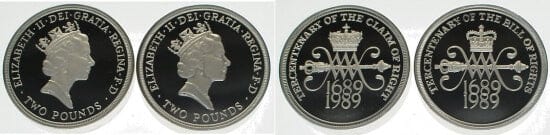 kosuke_dev イギリス エリザベス2世 2ポンド銀貨 1989年 2枚セット プルーフ