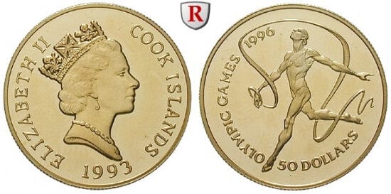 kosuke_dev クック諸島 エリザベス2世 オリンピック記念 50ドル金貨 1993年 プルーフ