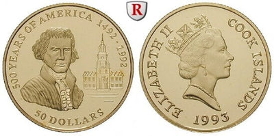 kosuke_dev クック諸島 エリザベス2世 50ドル金貨 1993年 プルーフ