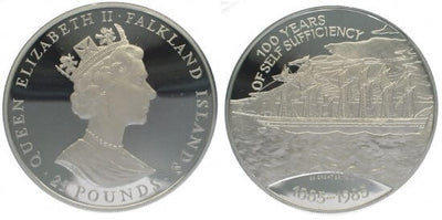 kosuke_dev イギリス フォークランド諸島 エリザベス2世 終戦100周年記念 25ポンド銀貨 1985年 プルーフ