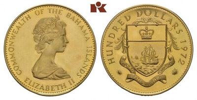 kosuke_dev バハマ エリザベス2世 即位20周年 100ドル金貨 1972年 未使用