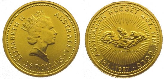 kosuke_dev オーストラリア　エリザベス2世　1987年　25ドル　金貨　未使用　MS65-70