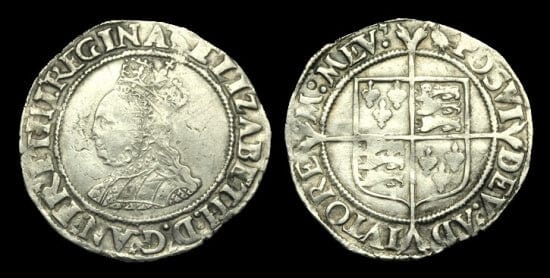 kosuke_dev イギリス　エリザベス1世　1560年　シリング　銀貨　並品