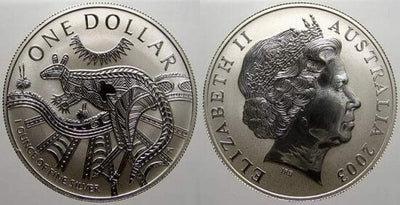 kosuke_dev オーストラリア　エリザベス2世　2003年　1ドル　銀貨　未使用　MS65-70