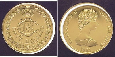 クック諸島　エリザベス2世　1981年　50ドル　金貨　プルーフ