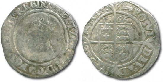 kosuke_dev イギリス　エリザベス1世　1566年　6ペンス　銀貨　並品