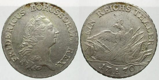 kosuke_dev 神聖ローマ帝国　プロイセン王　フリードリヒ2世　1770年　ターラー　銀貨　美品