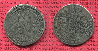 kosuke_dev 神聖ローマ帝国　ブランデンブルク=プロイセン　ゲオルク・ヴィルヘルム　1629年　1ターラー　銀貨　美品