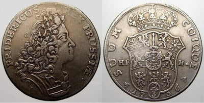 kosuke_dev 神聖ローマ帝国　ブランデンブルク=プロイセン　フリードリヒ1世　1706年　2/3ターラー　硬貨　美品