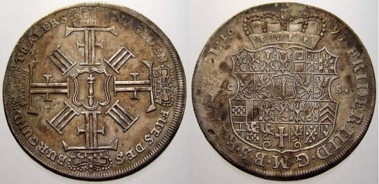 kosuke_dev 神聖ローマ帝国　ブランデンブルク=プロイセン　フリードリヒ3世　1695年　ターラー　硬貨　美品