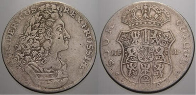kosuke_dev 神聖ローマ帝国　ブランデンブルク=プロイセン　フリードリヒ1世　1704年　2/3ターラー　硬貨　美品