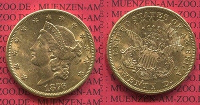 kosuke_dev アメリカ合衆国 リバティー 20ドル金貨 1876年 MS61