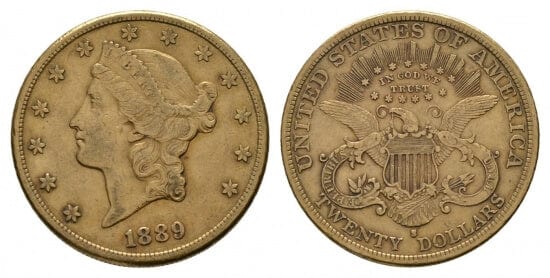 kosuke_dev アメリカ合衆国 リバティー 20ドル金貨 1889年 美品