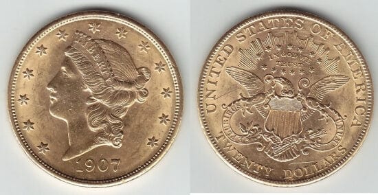 kosuke_dev 北米　アメリカ　ダブルイーグル　20ドル　1907年　金貨　極美品