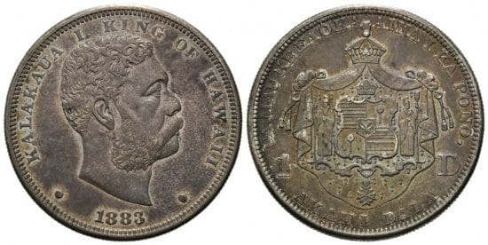 kosuke_dev 北米　アメリカ　ハワイ　1ドル　アカヒ　1883年　銀貨　準未使用
